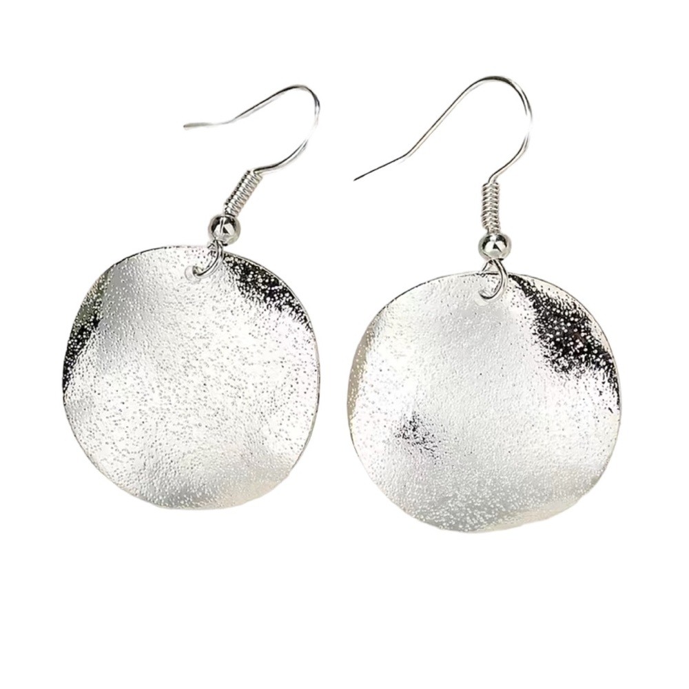 Irregular Shape Shimmery Silver Drop Earrings - image 3